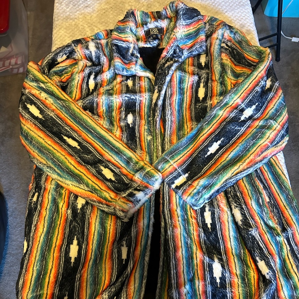 L&B Serape Coat, teddy/soft, gorgeous and warm